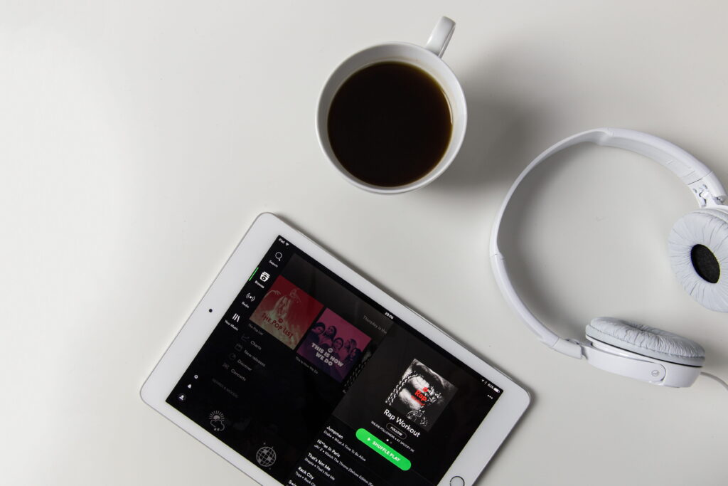 Tablet listening to Spotify